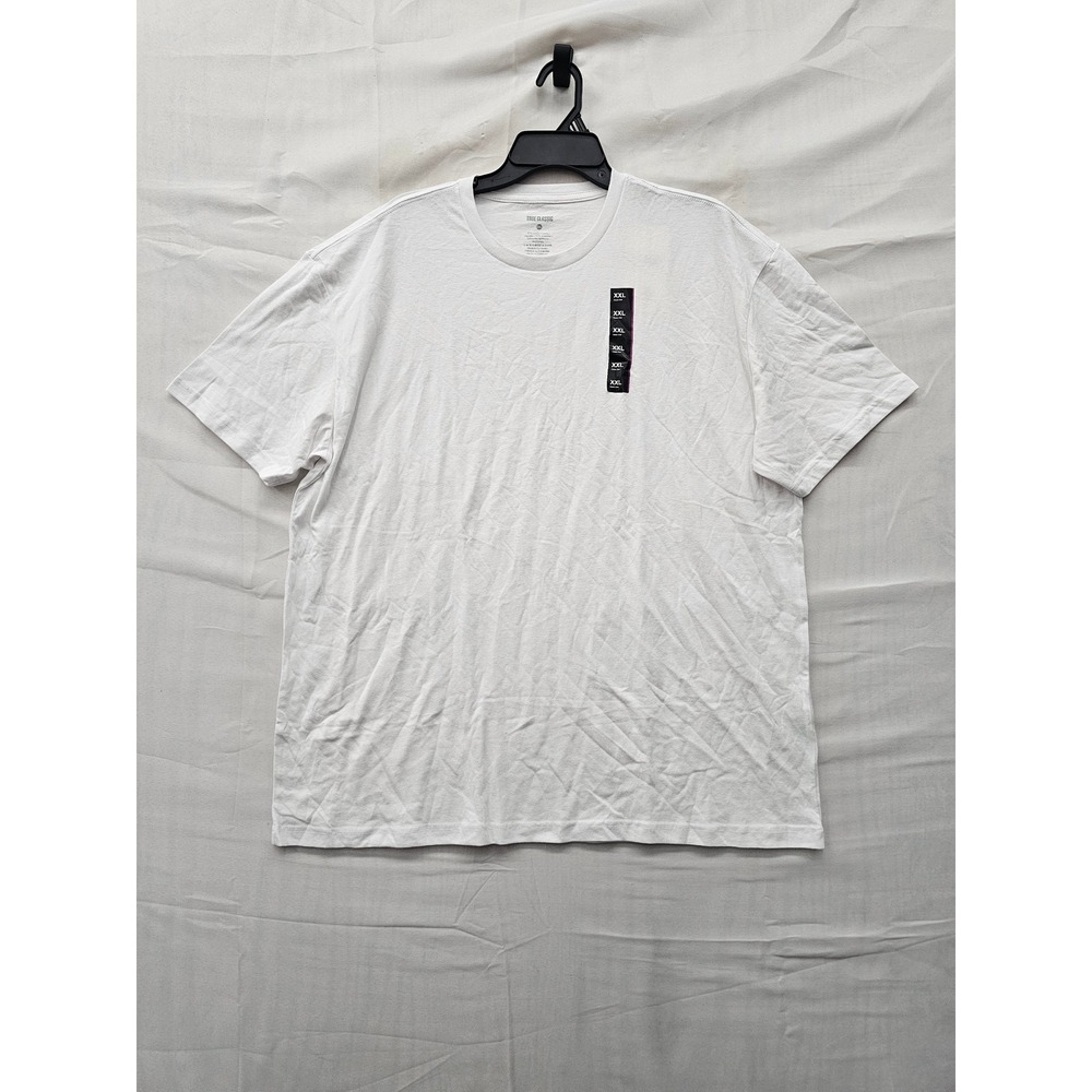 True Classic Mens Crew Neck T-Shirt White Cotton Blend Casual Size 2XL